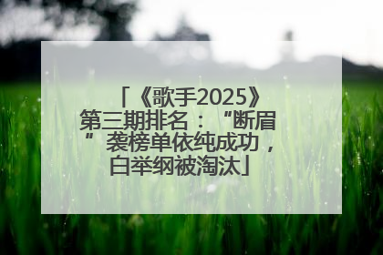 《歌手2025》第三期排名：“断眉”袭榜单依纯成功，白举纲被淘汰