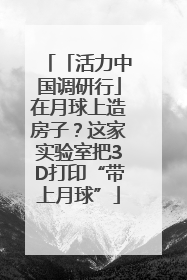 「活力中国调研行」在月球上造房子？这家实验室把3D打印“带上月球”
