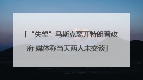 “失望”马斯克离开特朗普政府 媒体称当天两人未交谈