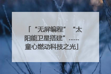 “无屏编程”“太阳能卫星搭建”……童心燃动科技之光