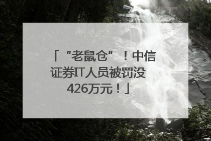 “老鼠仓”！中信证券IT人员被罚没426万元！