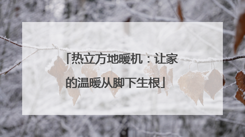 热立方地暖机：让家的温暖从脚下生根