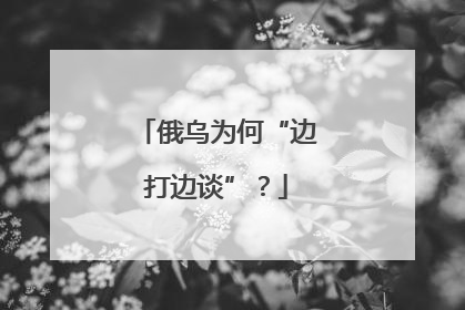 俄乌为何“边打边谈”？