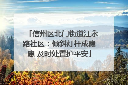 信州区北门街道江永路社区：倾斜灯杆成隐患 及时处置护平安