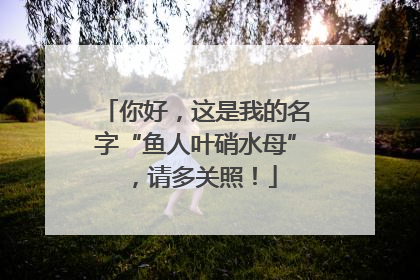 你好，这是我的名字“鱼人叶硝水母”，请多关照！