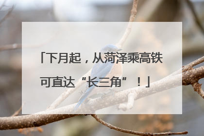 下月起，从菏泽乘高铁可直达“长三角”！