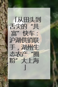 从田头到舌尖的“共富”快车：沪湖供销联手，湖州生态农产“圈粉”大上海