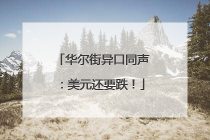 华尔街异口同声：美元还要跌！