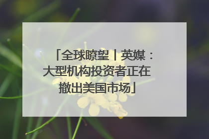 全球瞭望丨英媒：大型机构投资者正在撤出美国市场