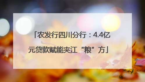 农发行四川分行：4.4亿元贷款赋能夹江“粮”方