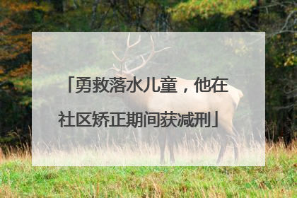 勇救落水儿童，他在社区矫正期间获减刑