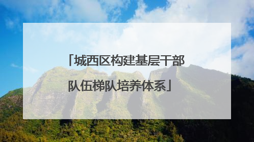 城西区构建基层干部队伍梯队培养体系