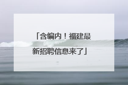 含编内！福建最新招聘信息来了