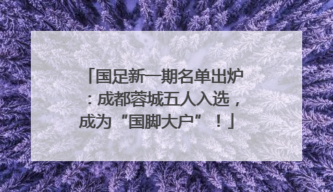 国足新一期名单出炉：成都蓉城五人入选，成为“国脚大户”！