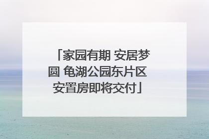 家园有期 安居梦圆 龟湖公园东片区安置房即将交付