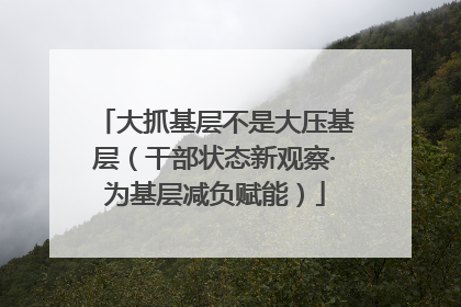 大抓基层不是大压基层（干部状态新观察·为基层减负赋能）