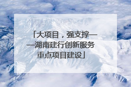 大项目，强支撑——湖南建行创新服务重点项目建设