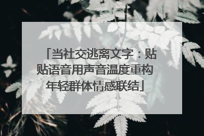 当社交逃离文字：贴贴语音用声音温度重构年轻群体情感联结