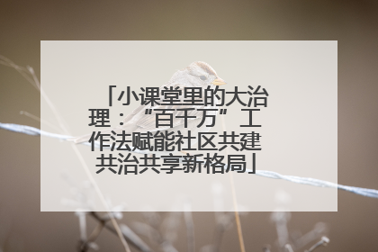 小课堂里的大治理：“百千万”工作法赋能社区共建共治共享新格局