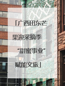 广西田东芒果迎采摘季 “甜蜜事业”赋能文旅