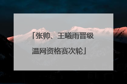 张帅、王曦雨晋级温网资格赛次轮