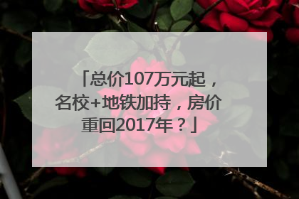 总价107万元起，名校+地铁加持，房价重回2017年？