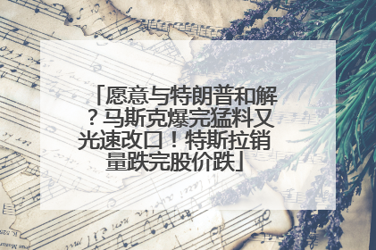 愿意与特朗普和解?马斯克爆完猛料又光速改口!特斯拉销量跌完股价跌