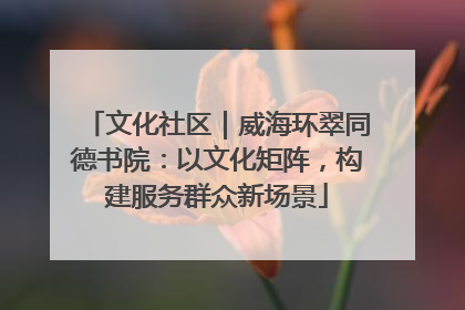 文化社区｜威海环翠同德书院：以文化矩阵，构建服务群众新场景