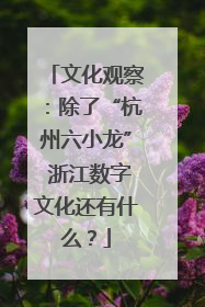 文化观察：除了“杭州六小龙” 浙江数字文化还有什么？