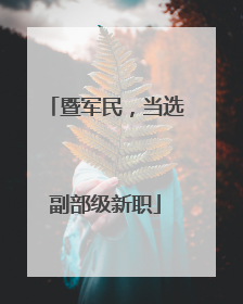 暨军民，当选副部级新职