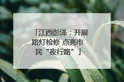 江西彭泽：开展路灯检修 点亮市民“夜行路”