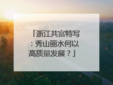 浙江共富特写：秀山丽水何以高质量发展？