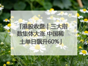 港股收盘｜三大指数集体大涨 中国稀土单日飙升60%