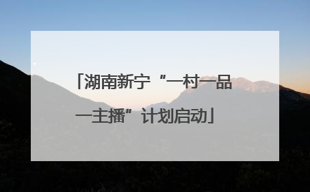 湖南新宁“一村一品一主播”计划启动
