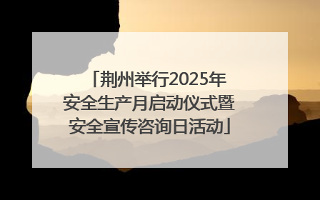 荆州举行2025年安全生产月启动仪式暨安全宣传咨询日活动