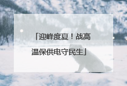 迎峰度夏！战高温保供电守民生