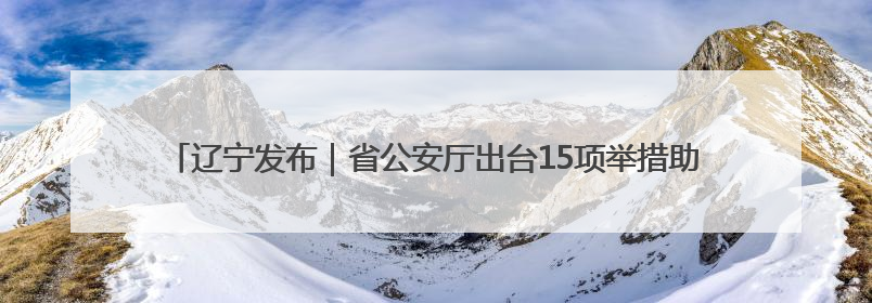 辽宁发布｜省公安厅出台15项举措助力全面振兴新突破三年行动决胜之战