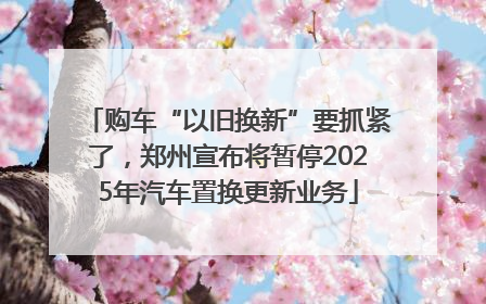 购车“以旧换新”要抓紧了，郑州宣布将暂停2025年汽车置换更新业务