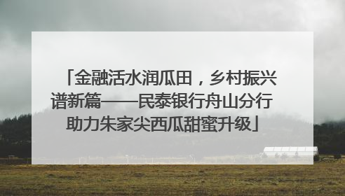 金融活水润瓜田，乡村振兴谱新篇——民泰银行舟山分行助力朱家尖西瓜甜蜜升级