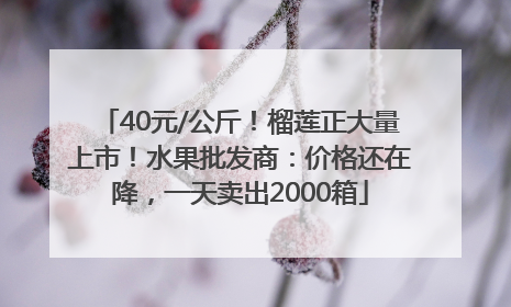 40元/公斤！榴莲正大量上市！水果批发商：价格还在降，一天卖出2000箱