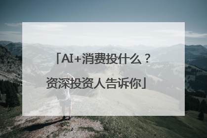 AI+消费投什么？资深投资人告诉你