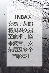 NBA大交易：灰熊将贝恩交易至魔术，换来波普、安东尼及多个首轮签